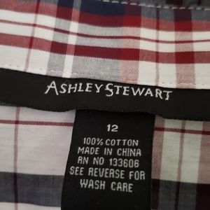 Ashley Stewart Plaid Peplum Shirt /Top
